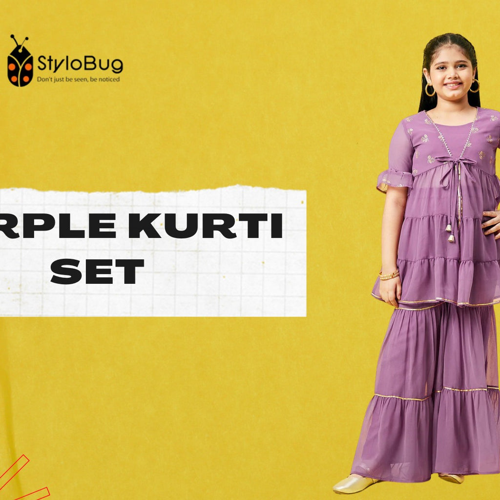 Purple Super Cotton Kurti Set for Women