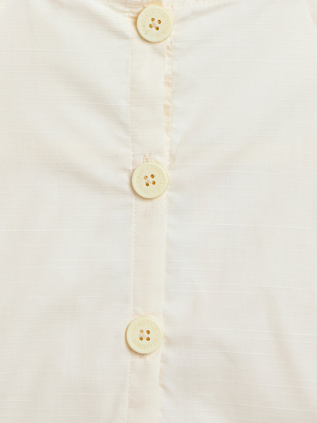 Girls Knee Length Solid Dress - Off-White