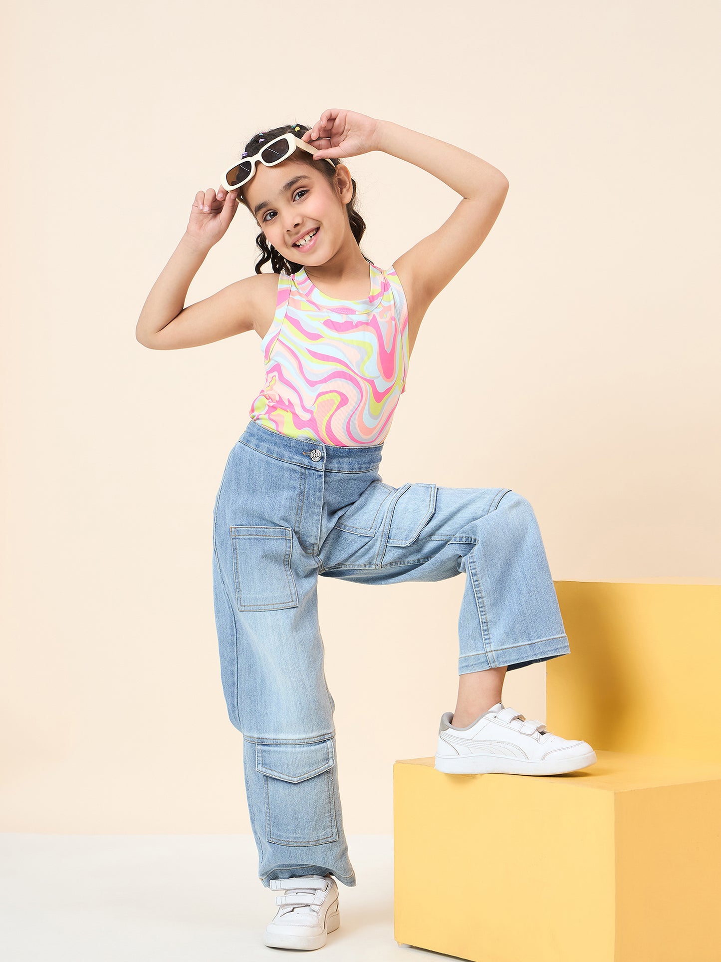 Girls Full Length Solid Jeans - Blue