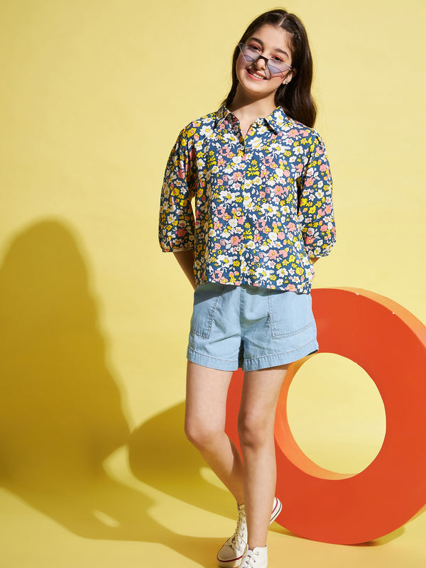 Girls Multi Printed Rayon Top-Shirt Top