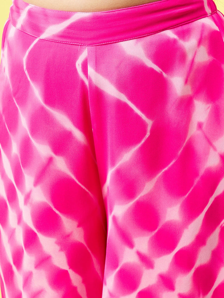 Girl's Printed Kurti Set - Pink StyloBug