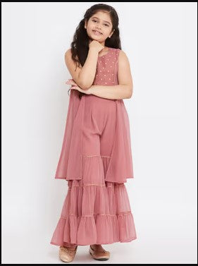 Girls' Sharara Kurti & Pink Printed Kurti - Lovely Frock Designs