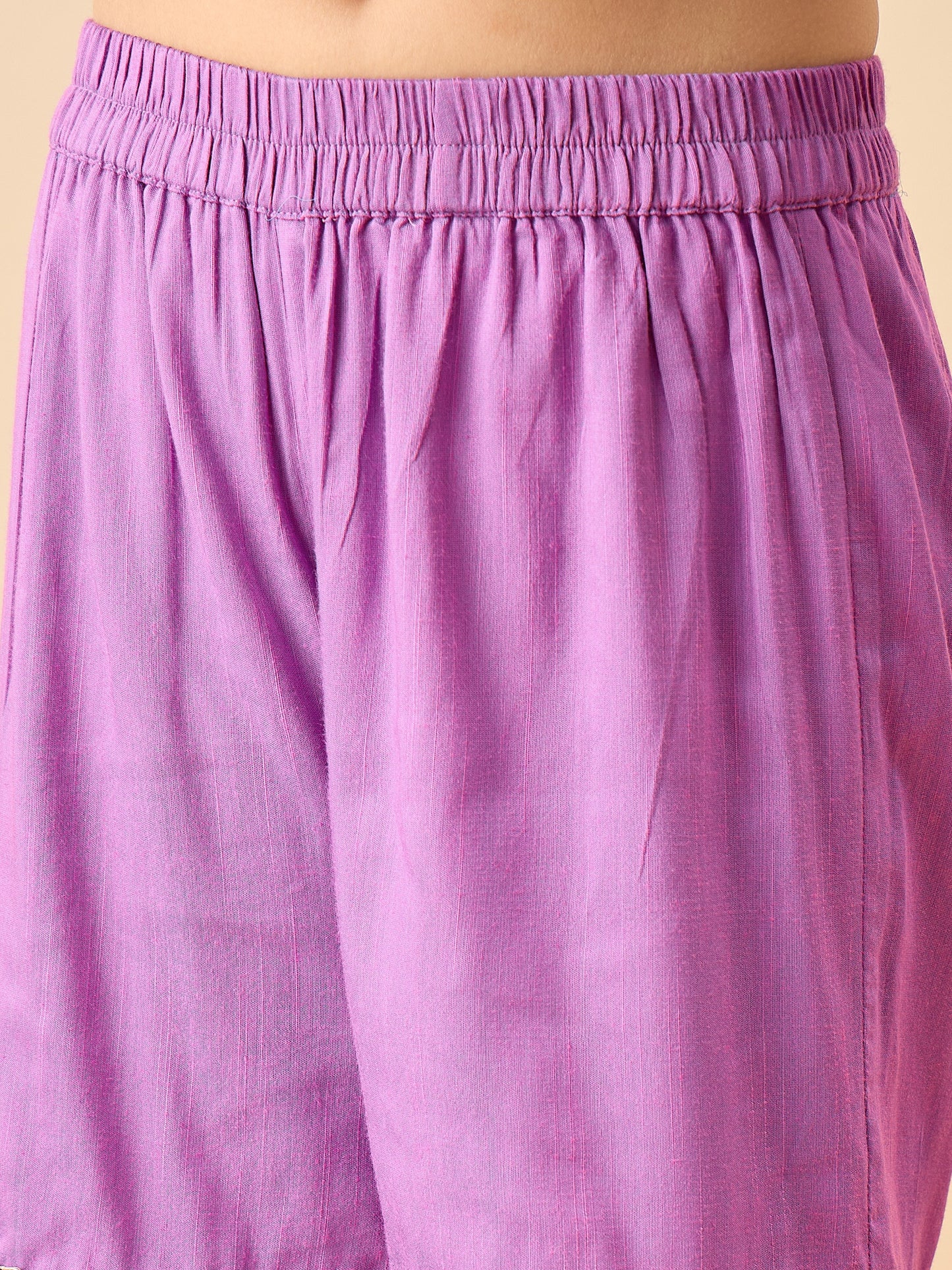 Girls Embroidery Kurti Set - Lavender