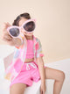 Girls Above Knee All over Print Top with Shorts - Pink