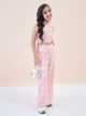 Girls Ankle Length All over Print Top With Pants - Peach