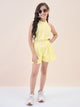 Girls Above Knee Embroidery Top with Shorts - Yellow