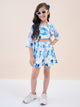 Girls Above Knee All over Print Top with Shorts - Blue