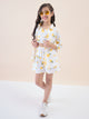Girls Above Knee All over Print Top with Shorts - Off-White