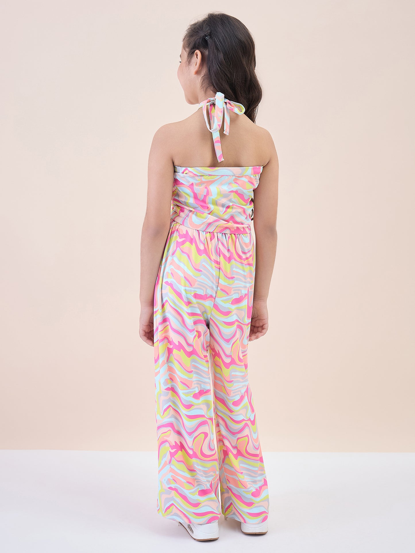 Girls Ankle Length All over Print Top With Pants - Multi