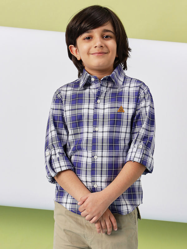 Boys Hip length Printed Shirts - Blue