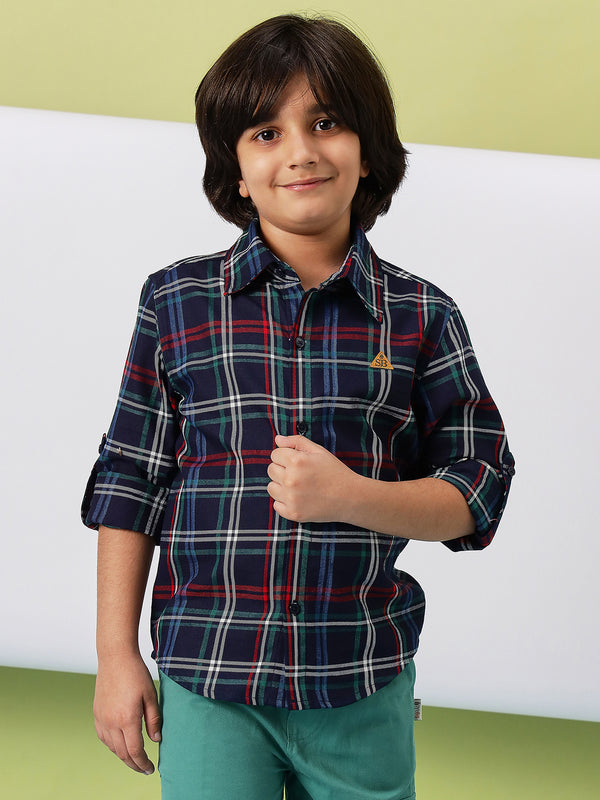 Boys Hip length Printed Shirts - Blue