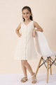 Girls Knee Length Solid Dress - Off-White
