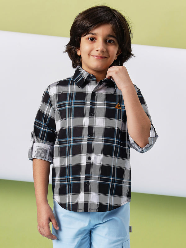 Boys Hip length Printed Shirts - Blue