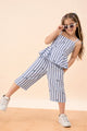 Girls Below Knee All over Print Top with Capris - Blue