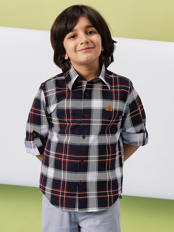 Boys Hip length Printed Shirts - Black