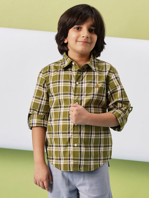 Boys Hip length Printed Shirts - Green