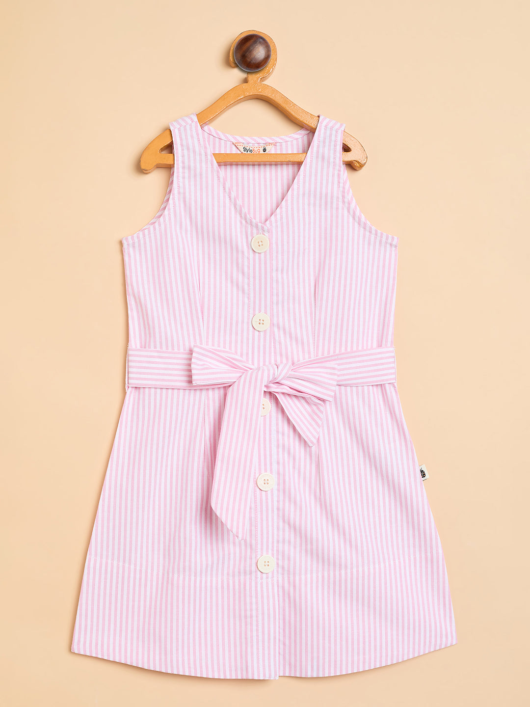 Girls Knee Length All over Print Dress - Pink