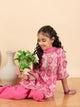 Girls Above Knee All over Print Kurti Set - Pink