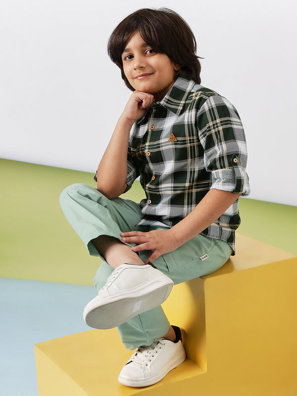 Boys Hip length Printed Shirts - Green