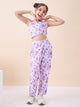 Girls Ankle Length All over Print Top With Pants - Lavender