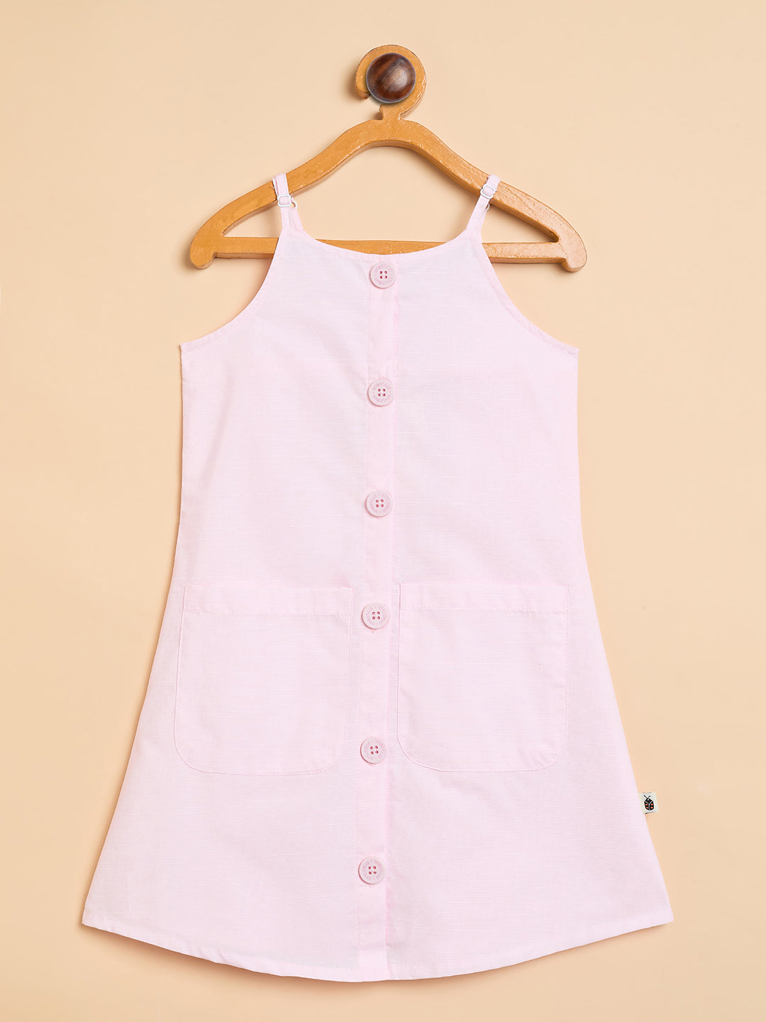 Girls Knee Length Solid Dress - Pink