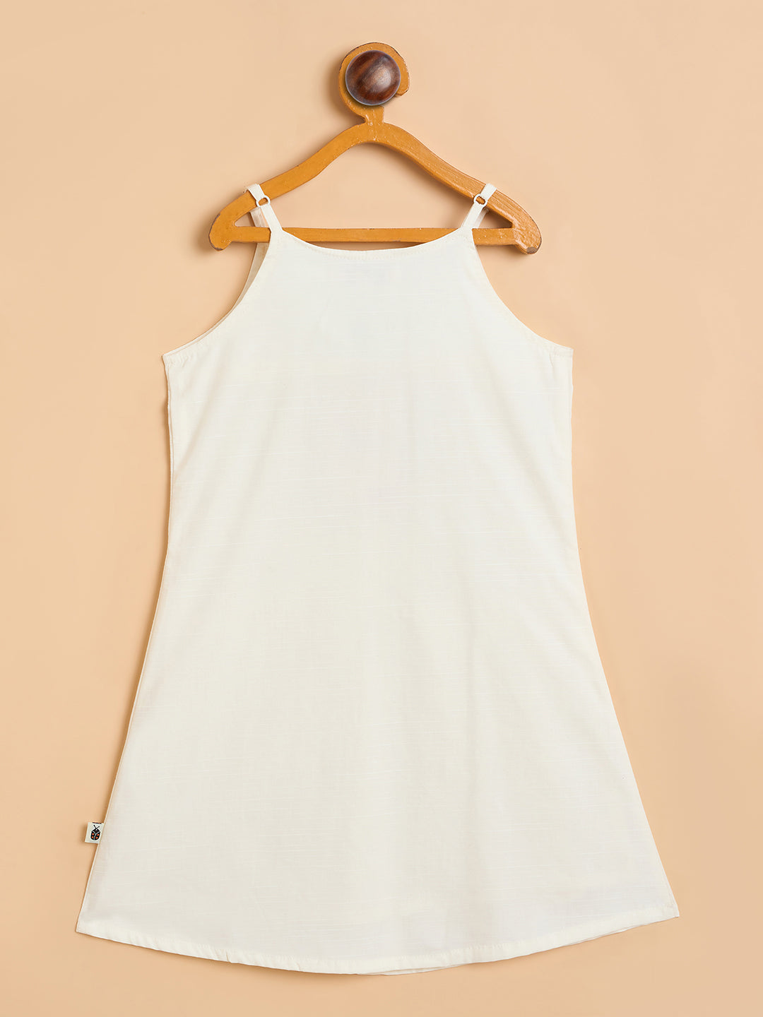 Girls Knee Length Solid Dress - Off-White