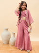 Girls Waist Length All over Print Kurti Set - Peach