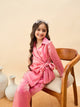 Girls Hip Length Solid Top With Pants - Pink