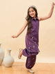 Girls Above Knee Embroidery Kurti Set - Purple