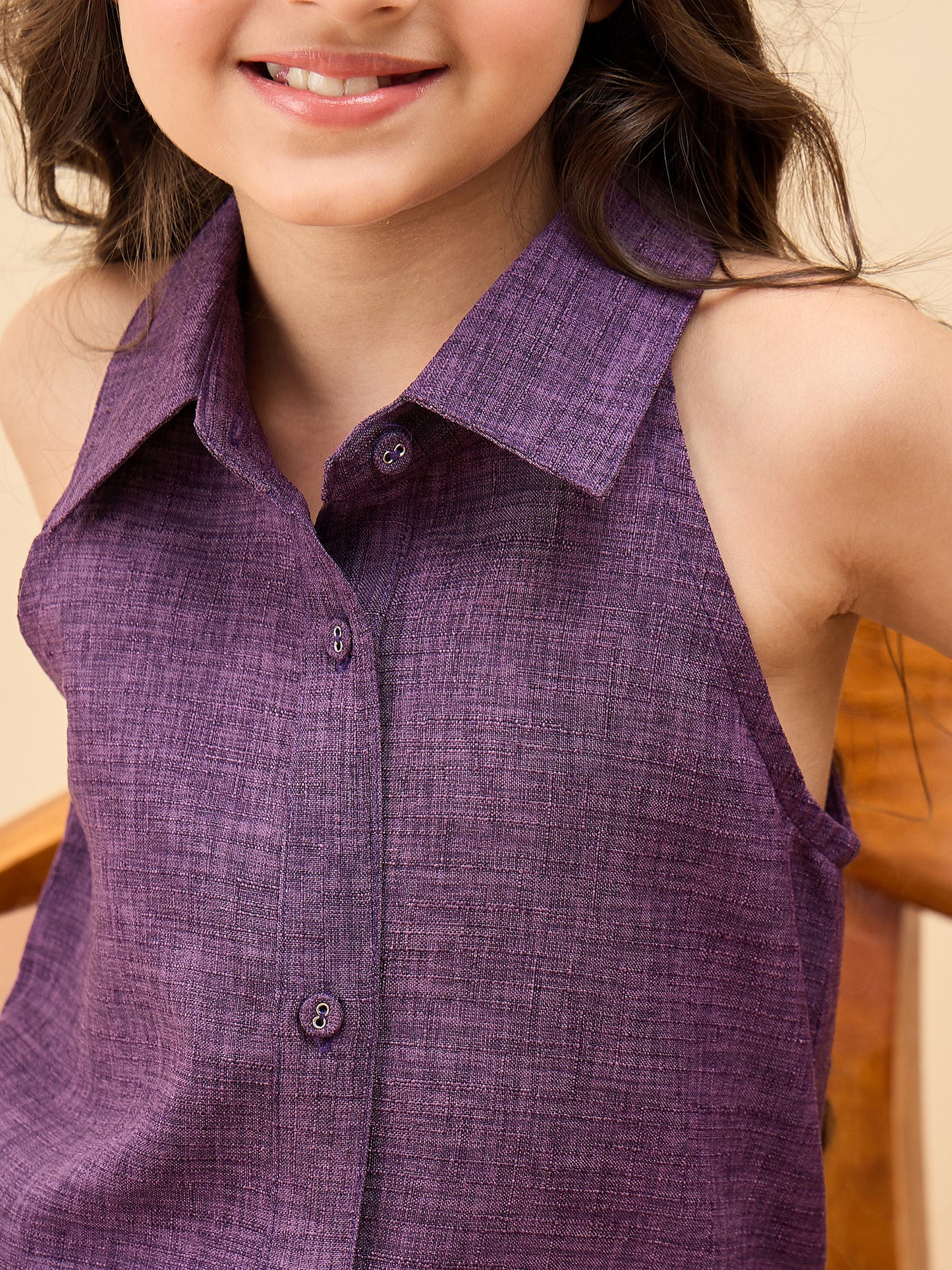 Girls Above Knee Embroidery Kurti Set - Purple