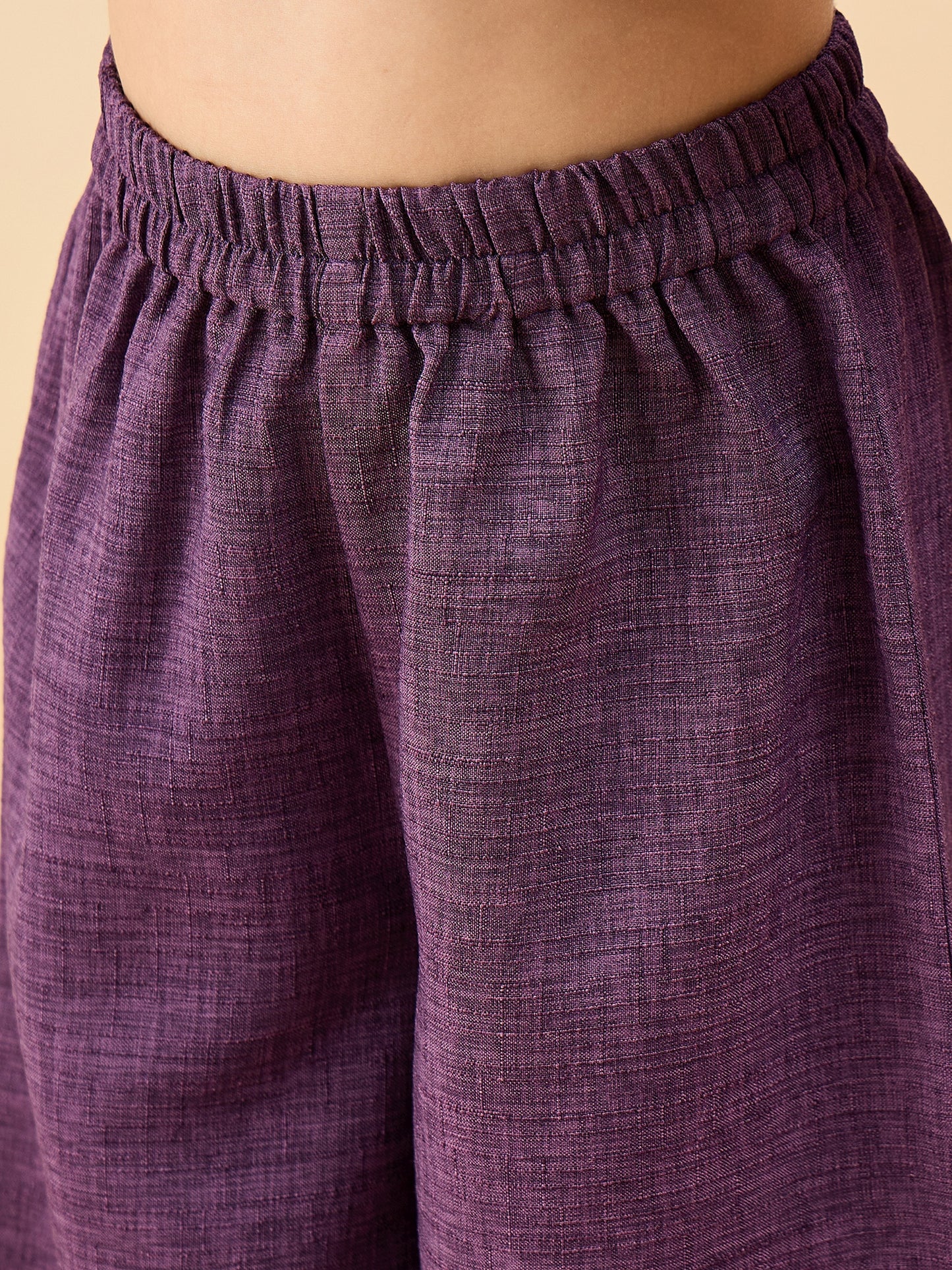 Girls Above Knee Embroidery Kurti Set - Purple