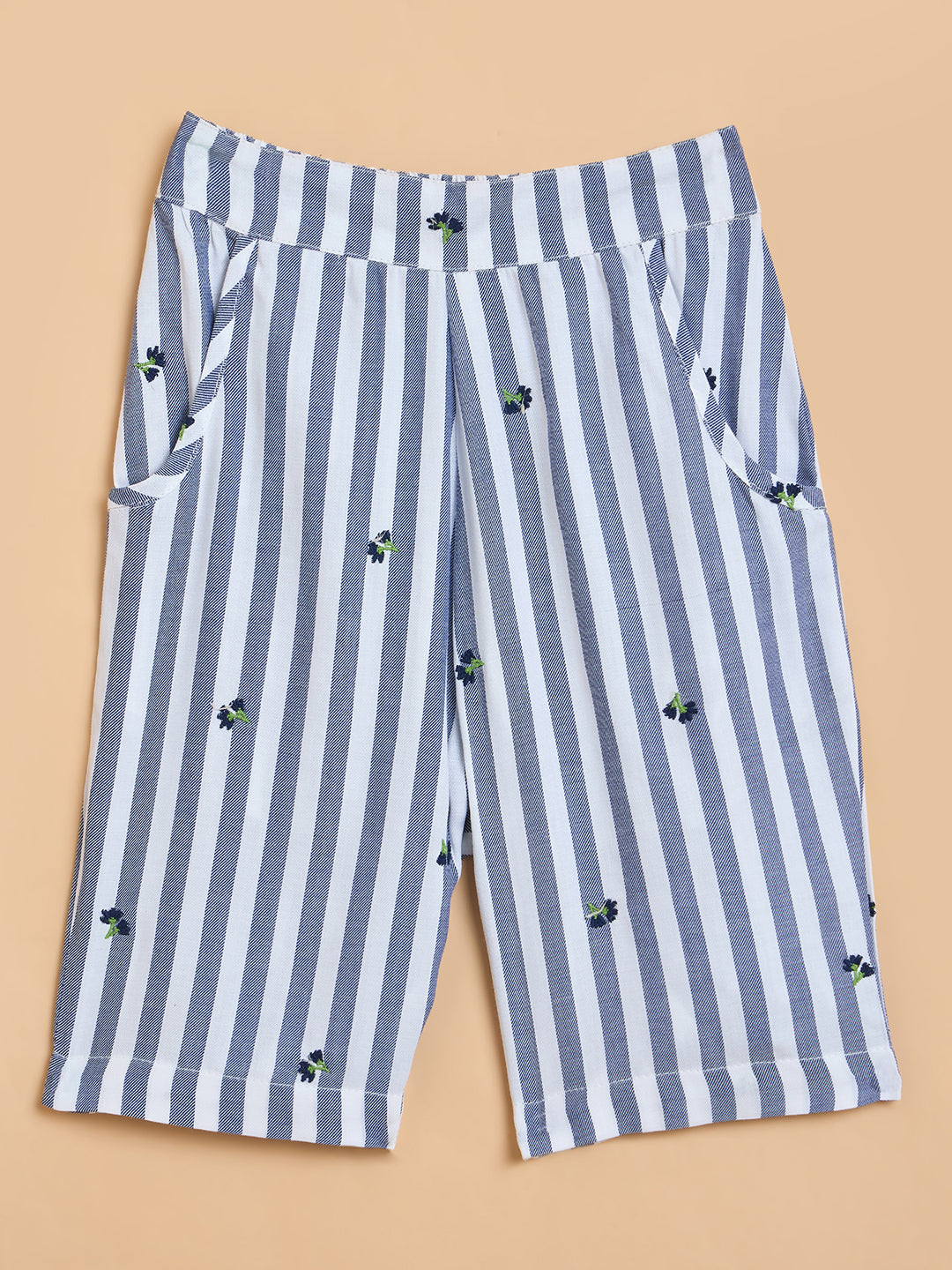 Girls Below Knee All over Print Top with Capris - Blue