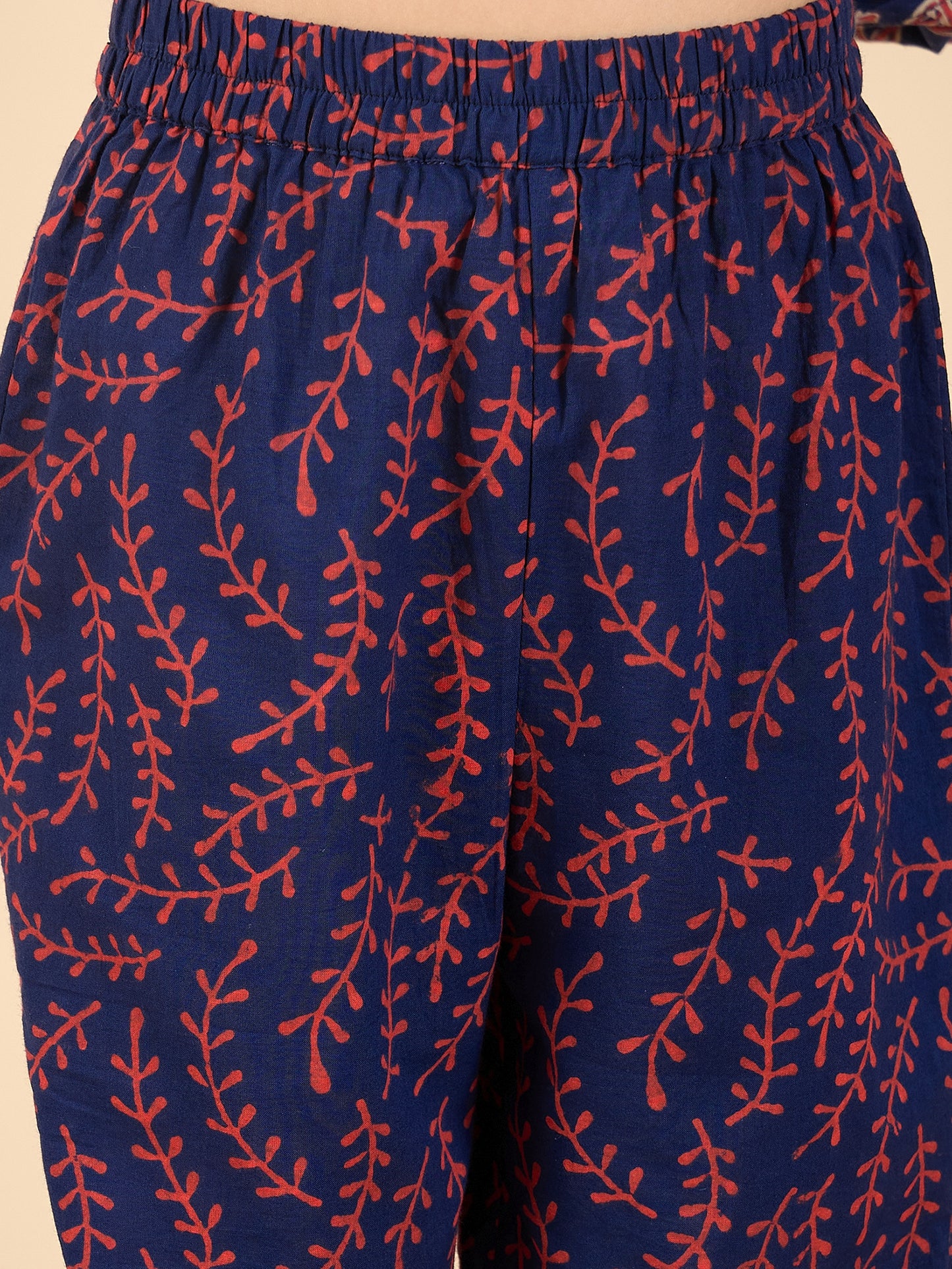 Girls Above Knee All over Print Kurti Set - Blue