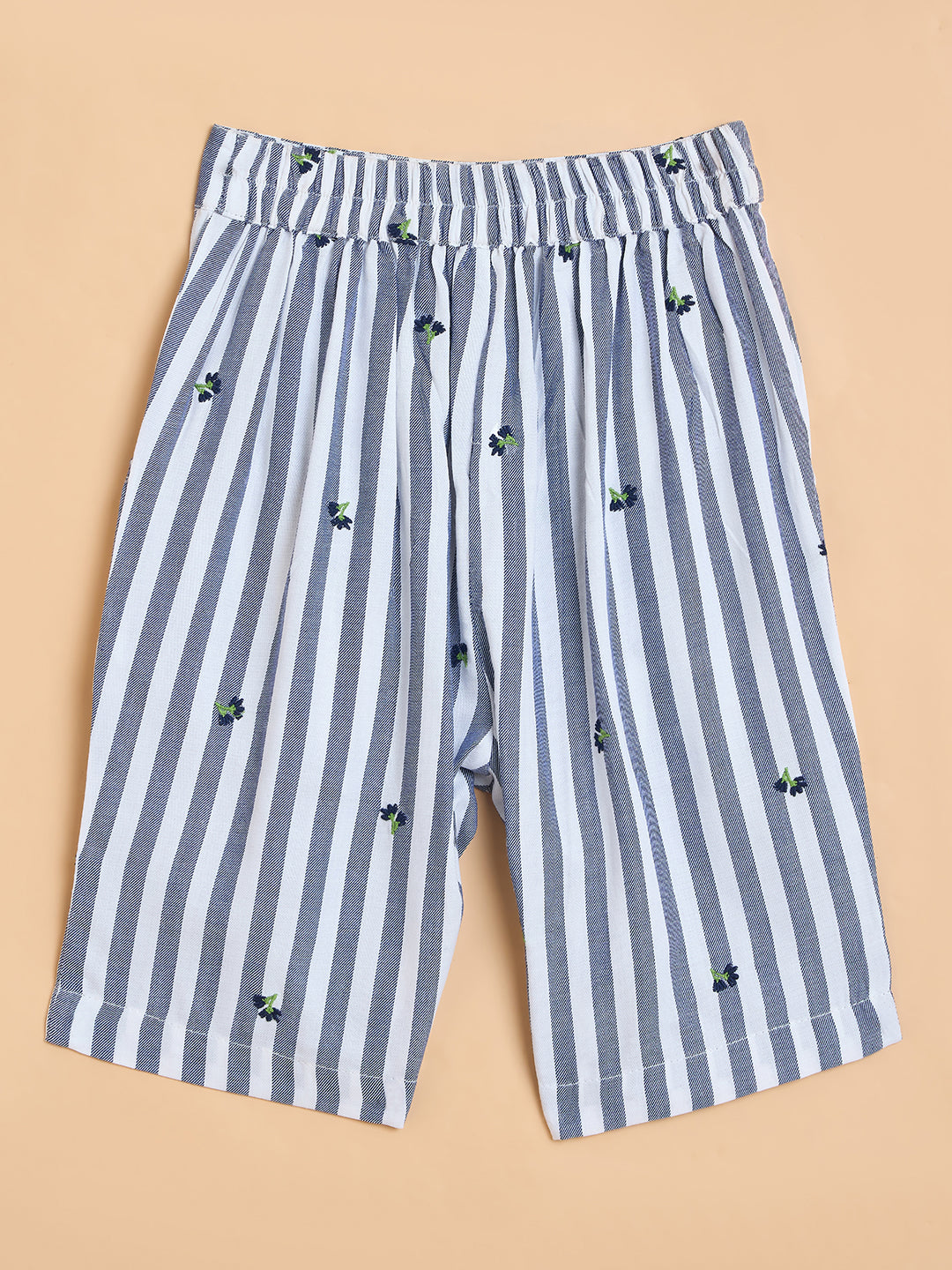 Girls Below Knee All over Print Top with Capris - Blue