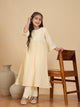 Girls Below Knee Embroidery Kurti Set - Cream