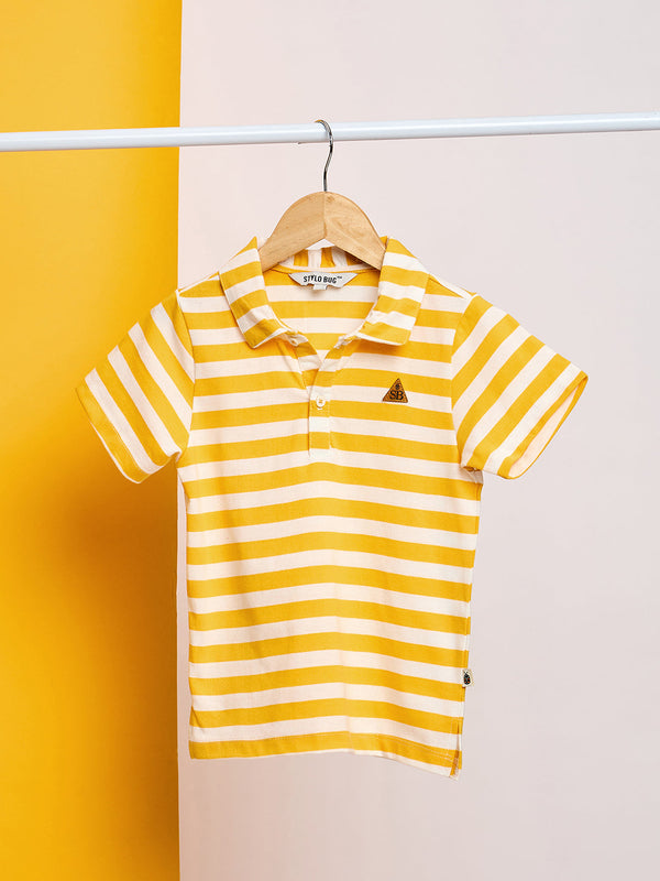 StyloBug Boys Waist Length Printed T-shirt - Yellow