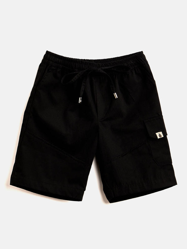 StyloBug Boys Mid Thigh Solid Shorts - Black