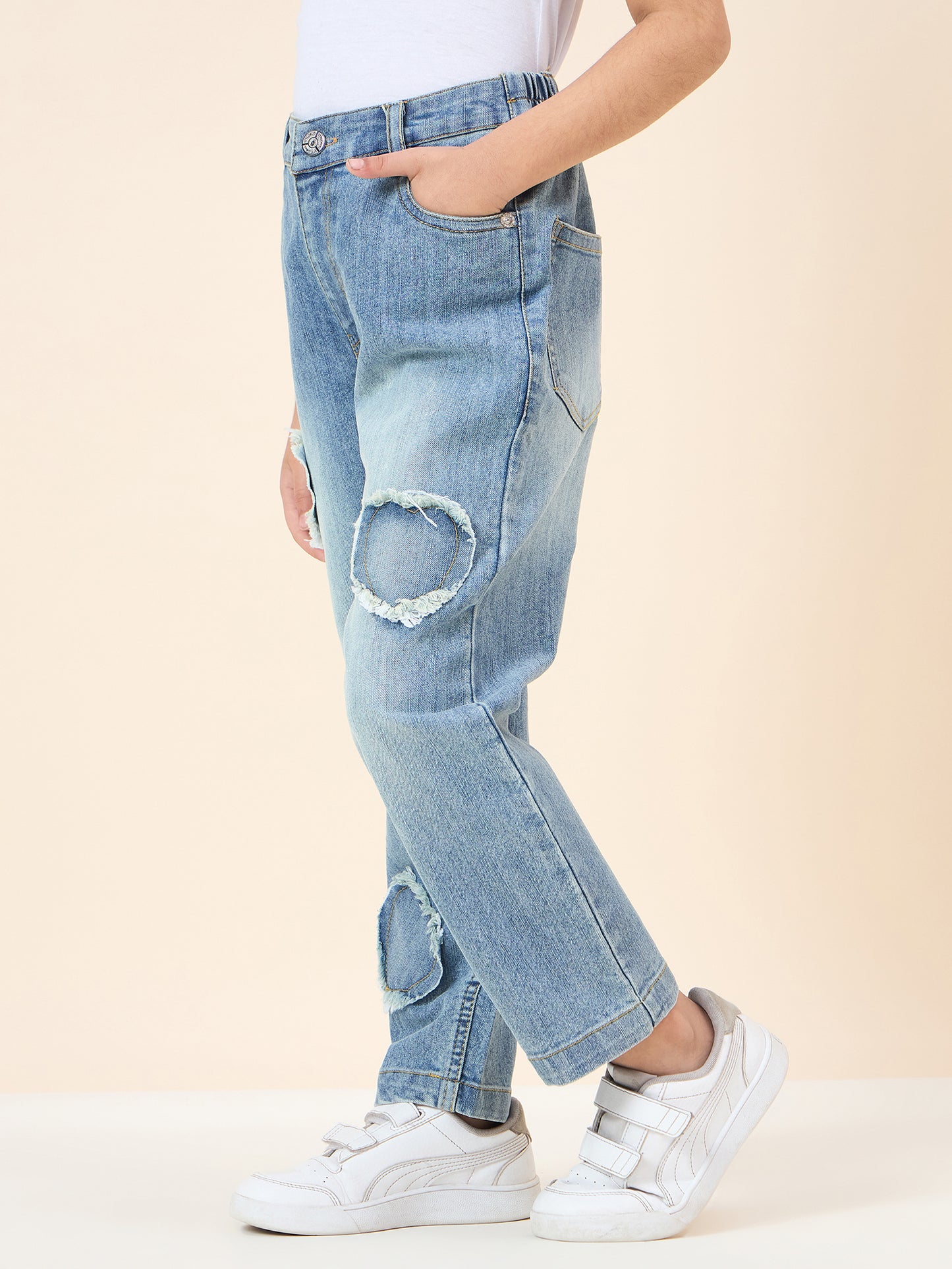 Girls Full Length Solid Jeans - Blue