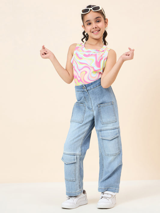 Girls Full Length Solid Jeans - Blue
