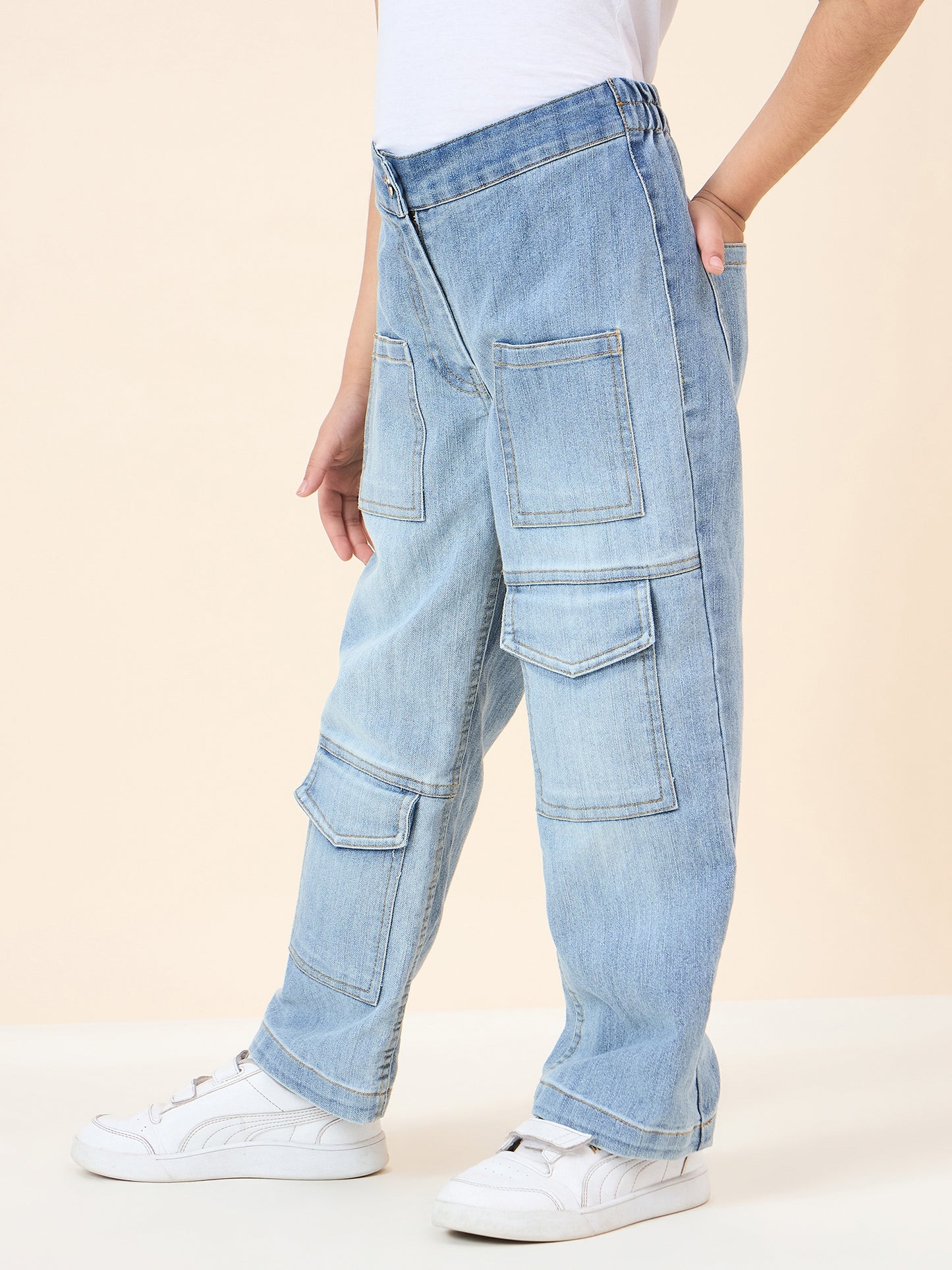 Girls Full Length Solid Jeans - Blue
