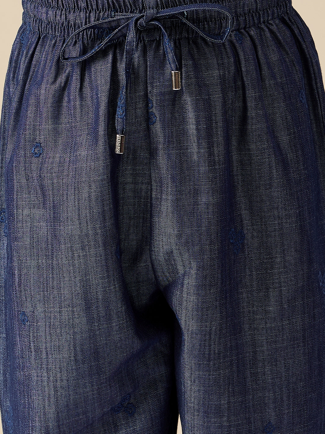 Girls Ankle Length Embroidery Top With Pants - Blue