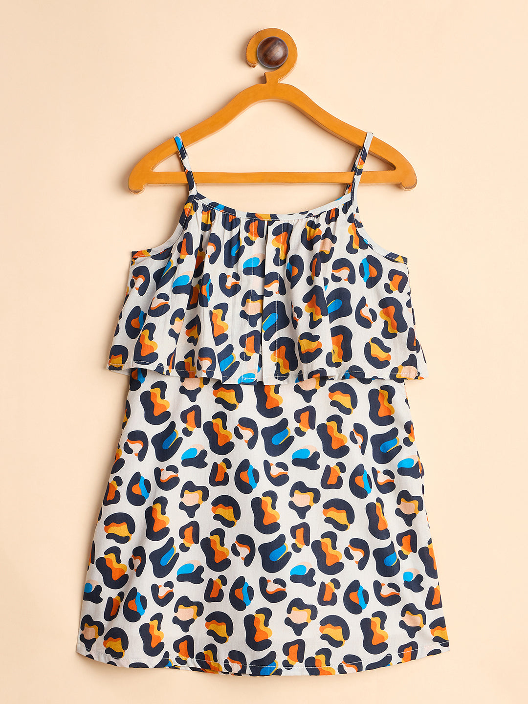 Girls Knee Length All over Print Dress - Multi