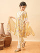 Girls Above Knee Printed Kurti Set - Yellow