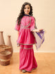 Girls Embroidery Kurti Set - Magenta