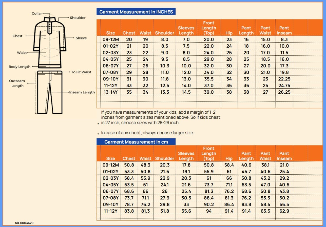 Girls Below Knee Embroidery Kurti Set - Cream