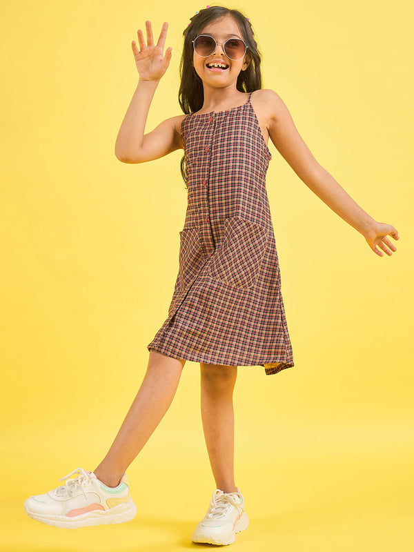 StyloBug Kids-Girls Above Knee Print Dress - Multi