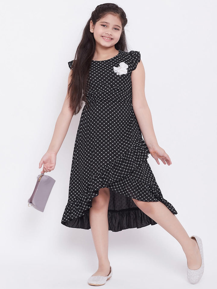 Girl's Black Printed Dress StyloBug