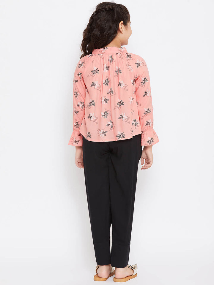 Girl's Pink Printed Top with trousers Pant StyloBug