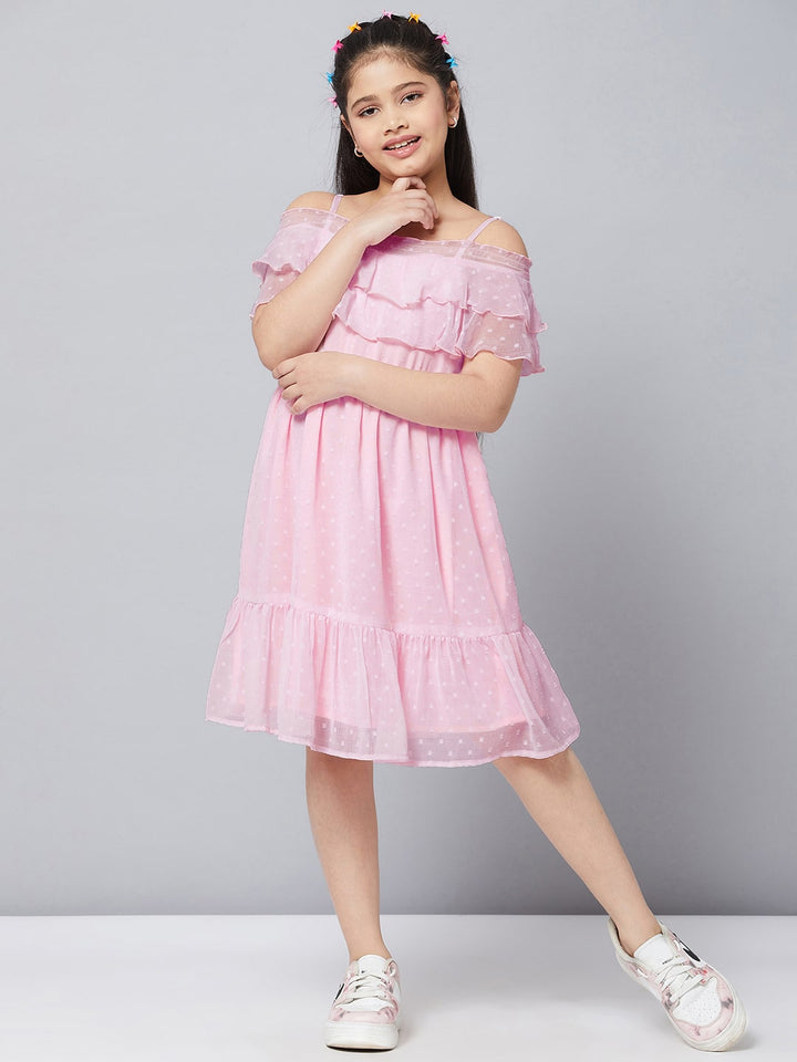 Girl's Pink Solid A Line Dress StyloBug