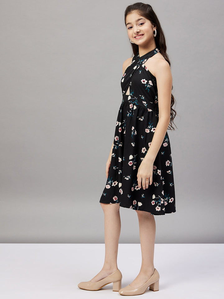 Girl's Printed Dress - Black StyloBug